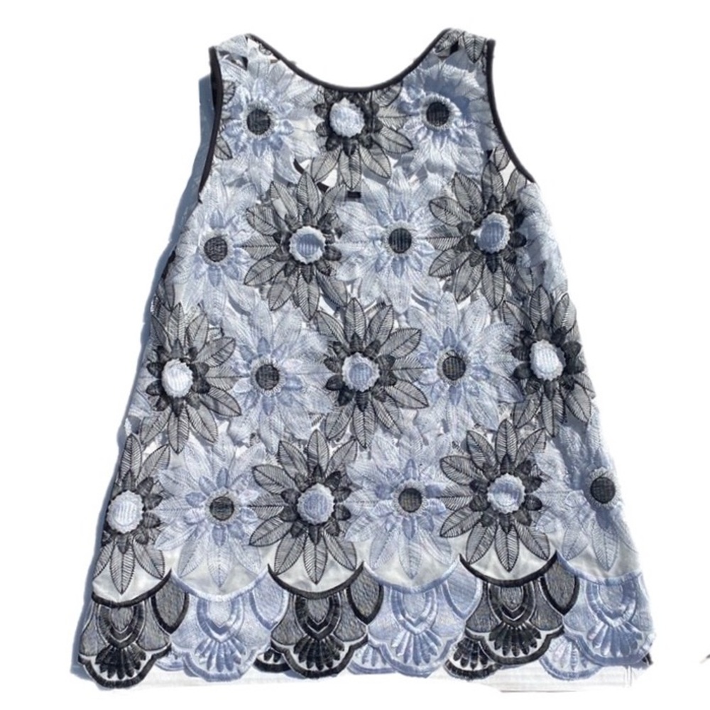 AGAIN Naked Mini Dress Sheer Lace Floral Size Small - Picture 6 of 8